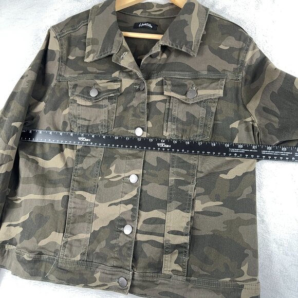 D. Jeans Camouflage Denim Jacket Button Front Army Green Women's Size 1X - Picture 7 of 12